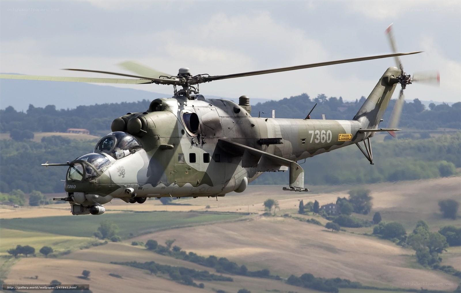 Military helicopter in flight