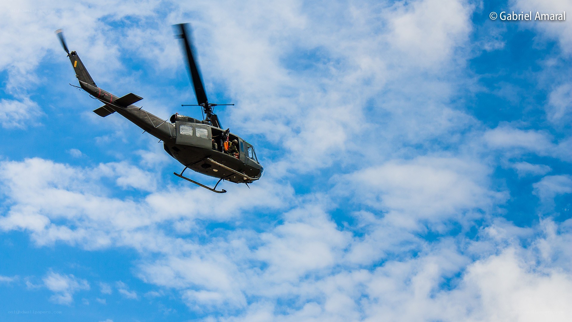 Military helicopter in flight