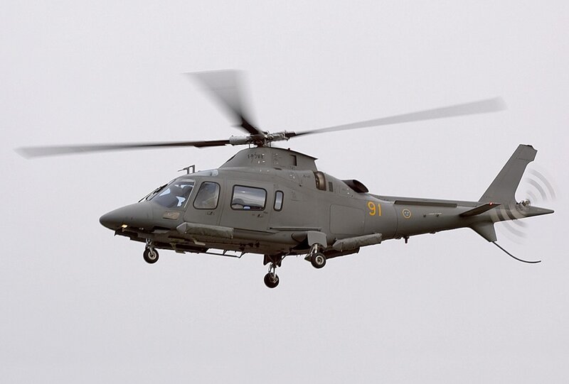 Military helicopter in flight
