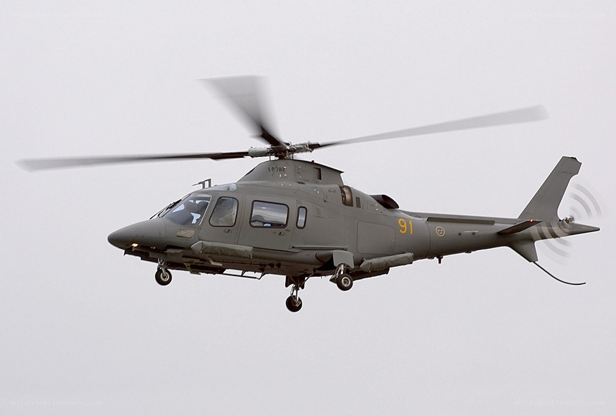 Military helicopter in flight