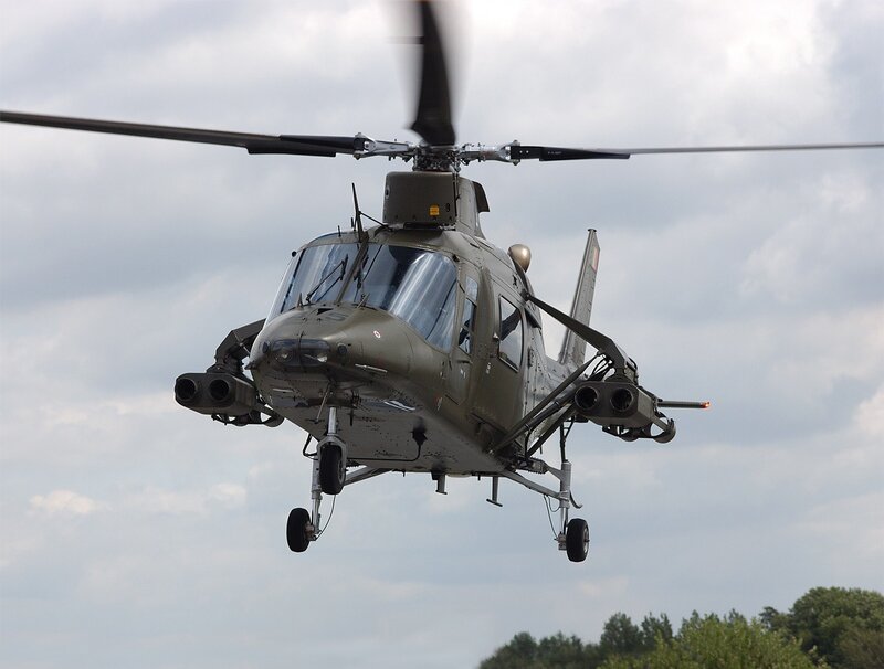 Military helicopter in flight