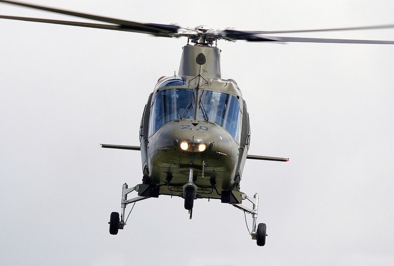Military helicopter in flight