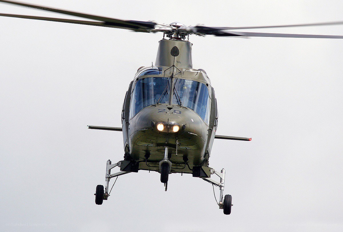 Military helicopter in flight
