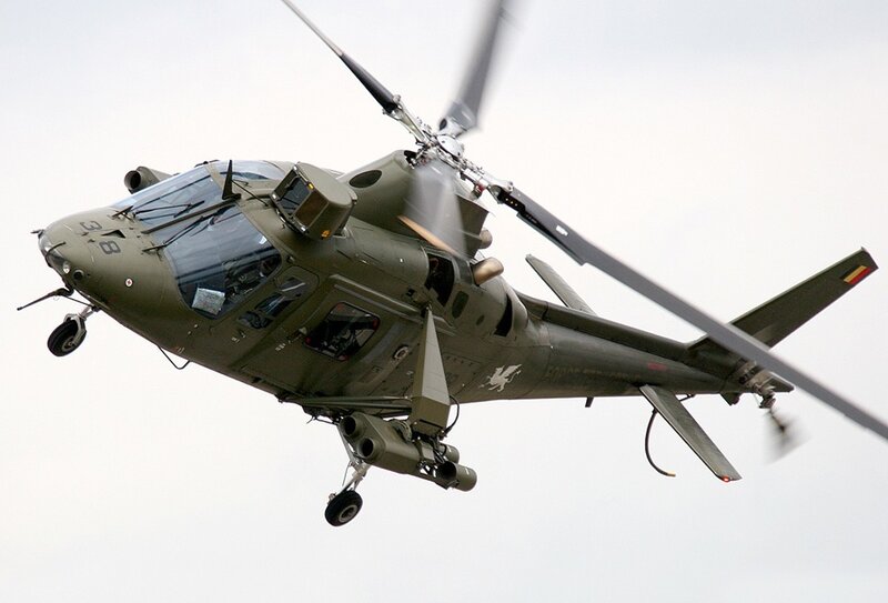 Military helicopter in flight