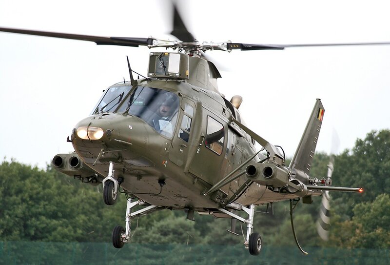 Military helicopter in flight