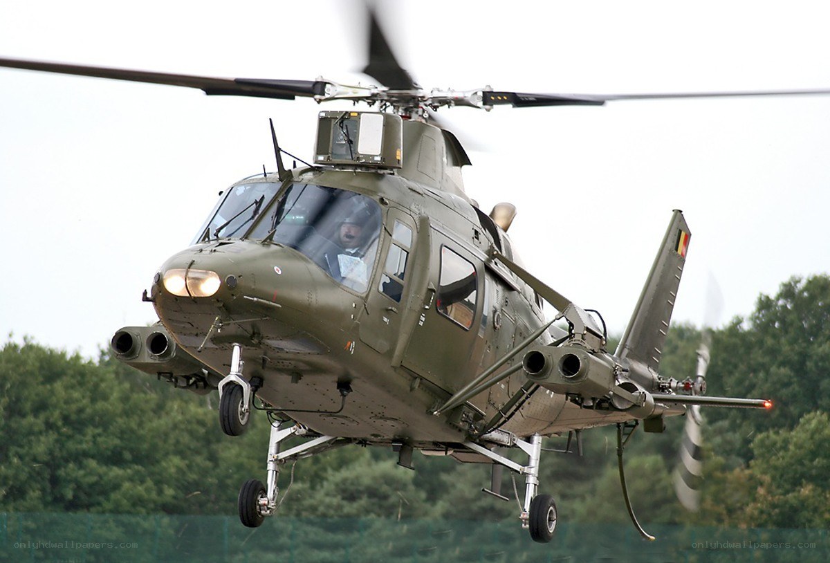 Military helicopter in flight