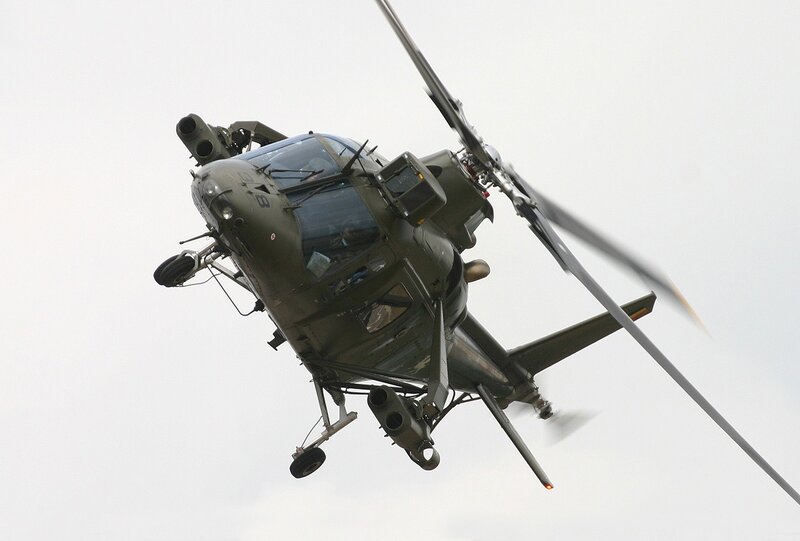 Military helicopter in flight