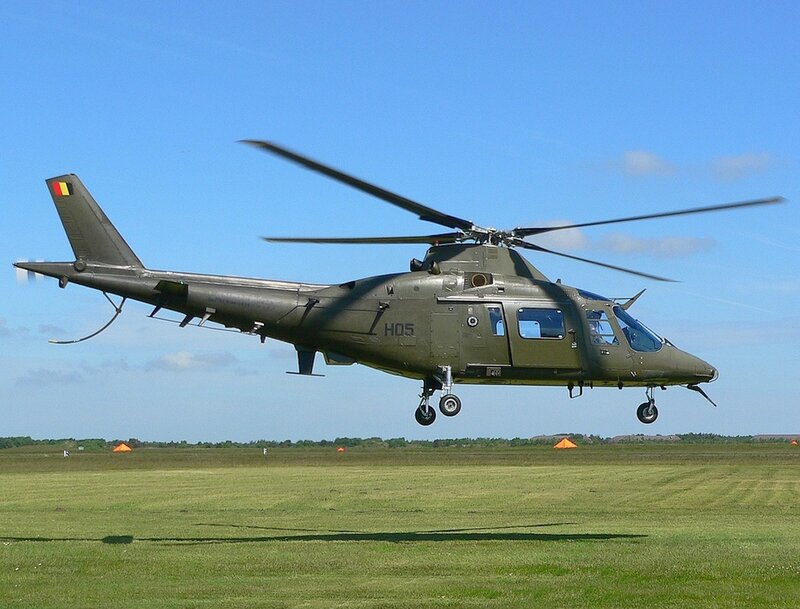 Military helicopter in flight