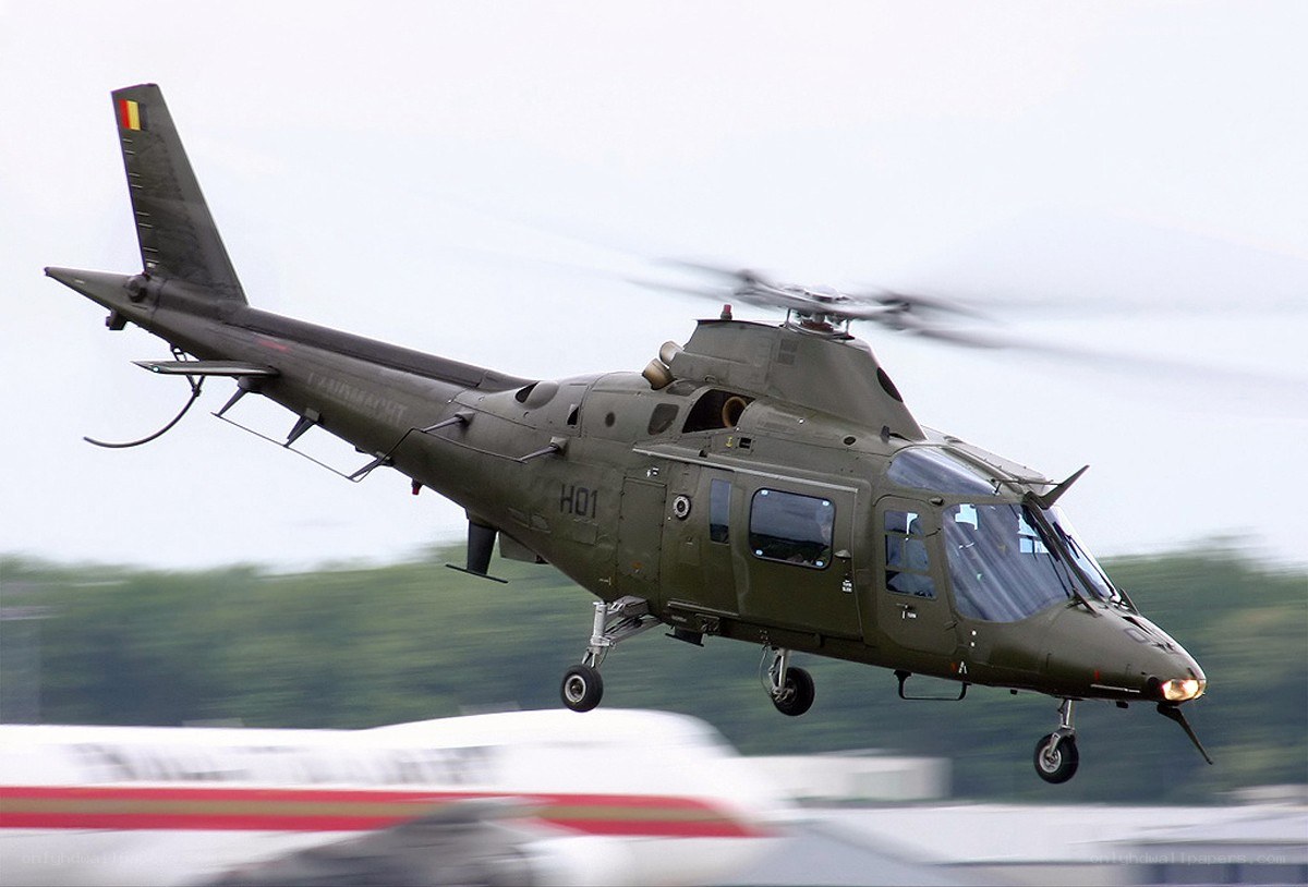 Military helicopter in flight