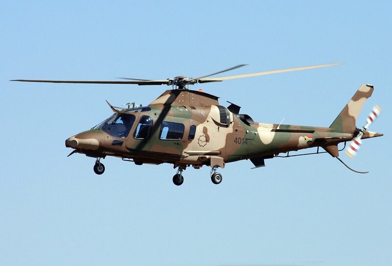 Military helicopter in flight