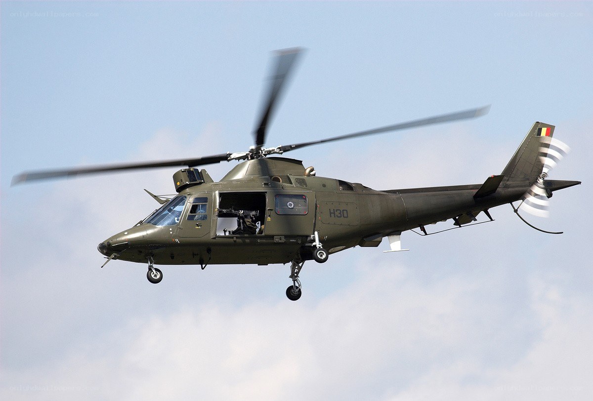Military helicopter in flight