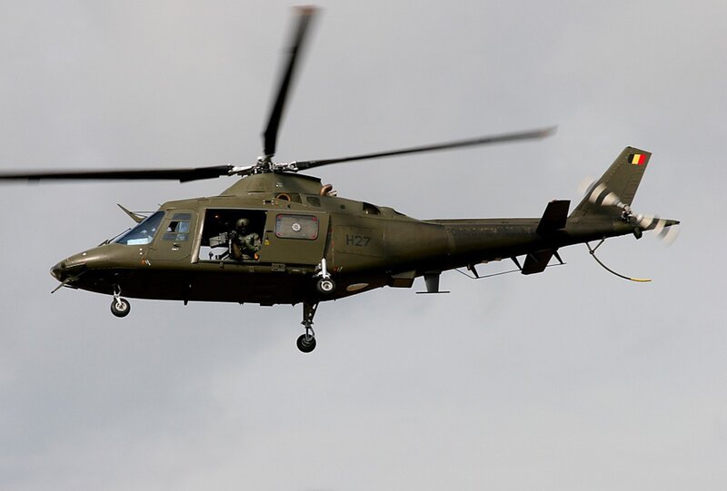 Military helicopter in flight