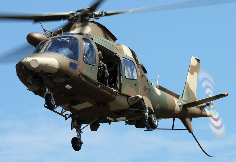 Military helicopter in flight
