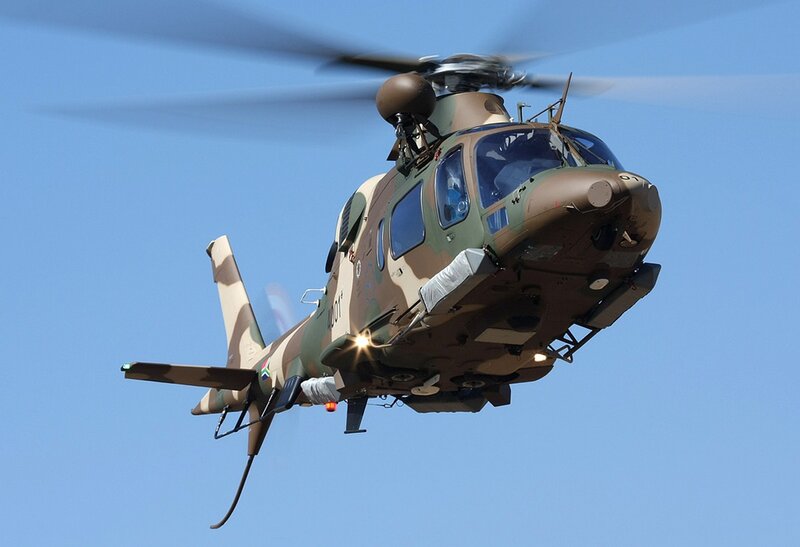 Military helicopter in flight