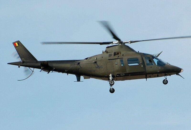 Military helicopter in flight