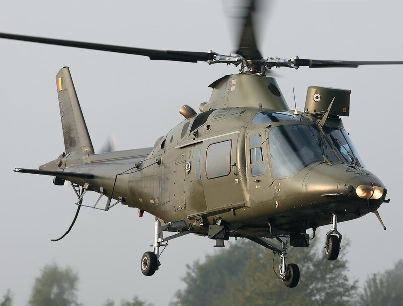Military helicopter in flight