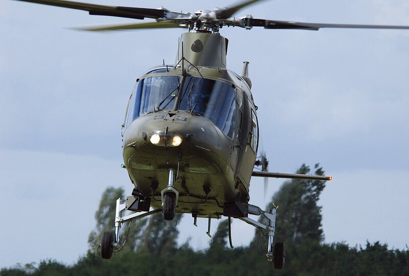 Military helicopter in flight