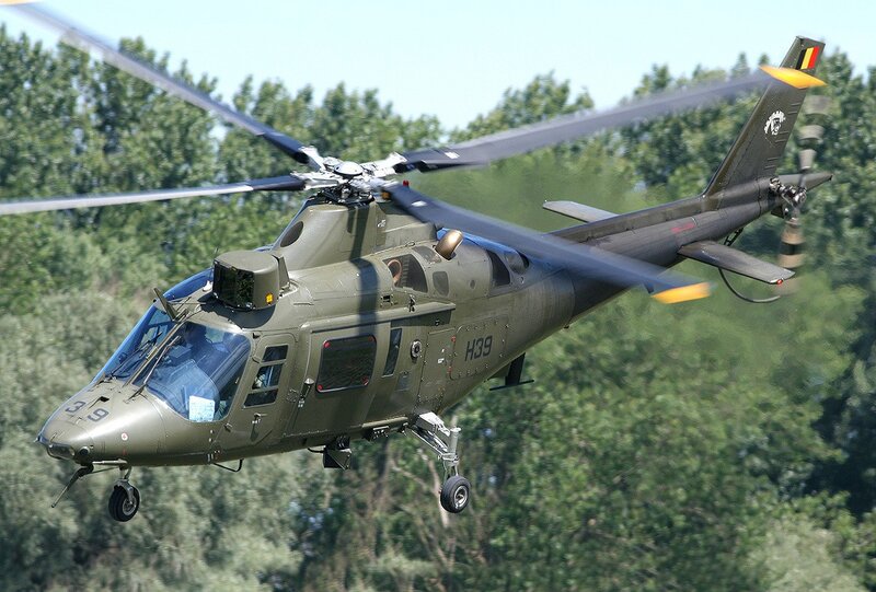 Military helicopter in flight