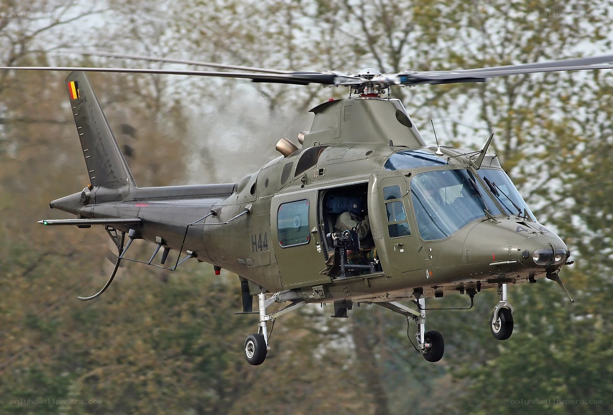 Military helicopter in flight