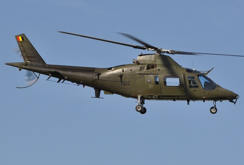 Military helicopter in flight