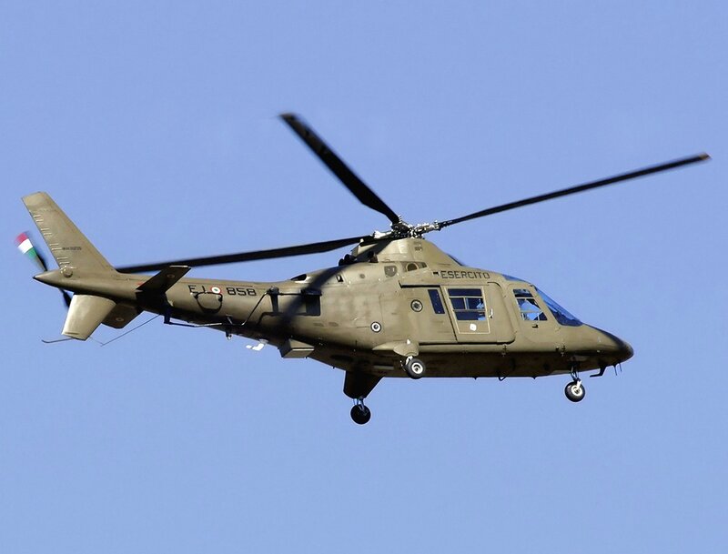 Military helicopter in flight