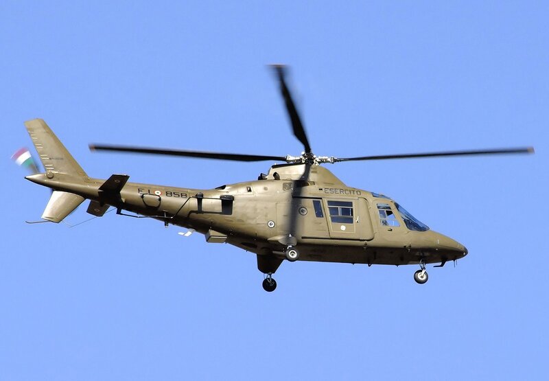 Military helicopter in flight