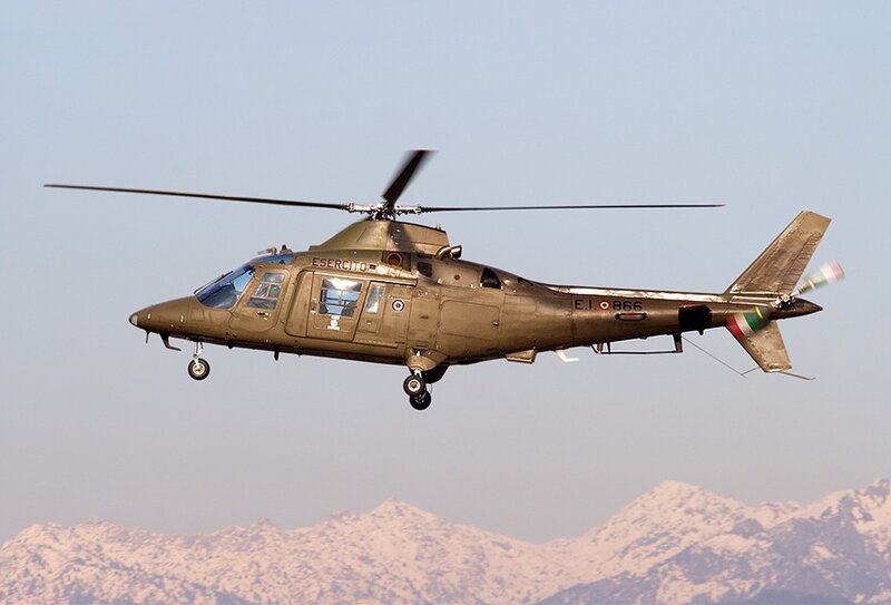 Military helicopter in flight