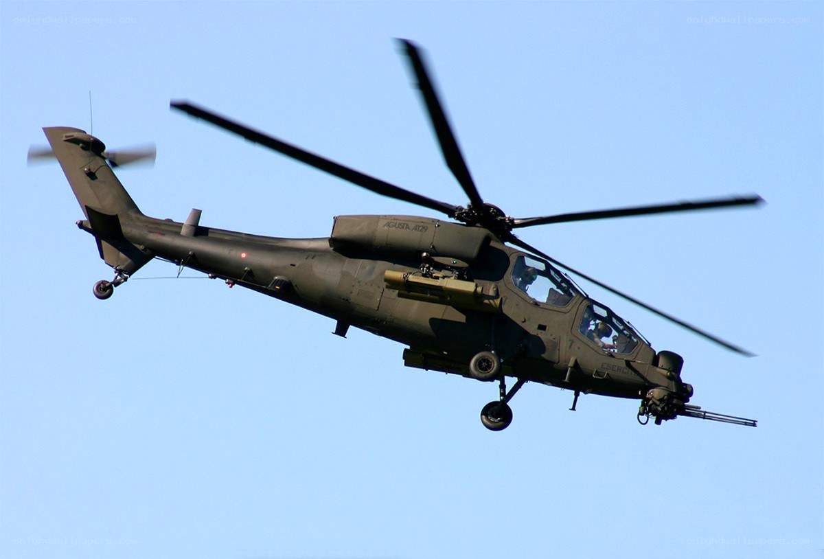 Military helicopter in flight