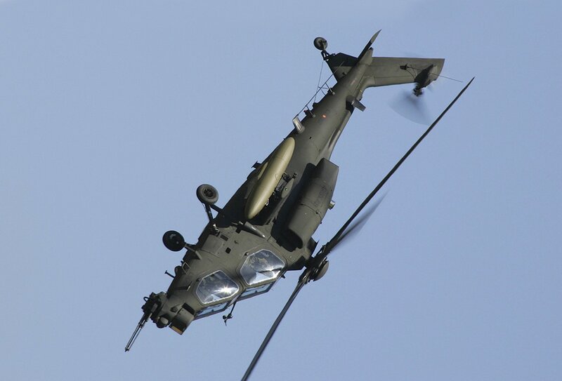 Military helicopter in flight