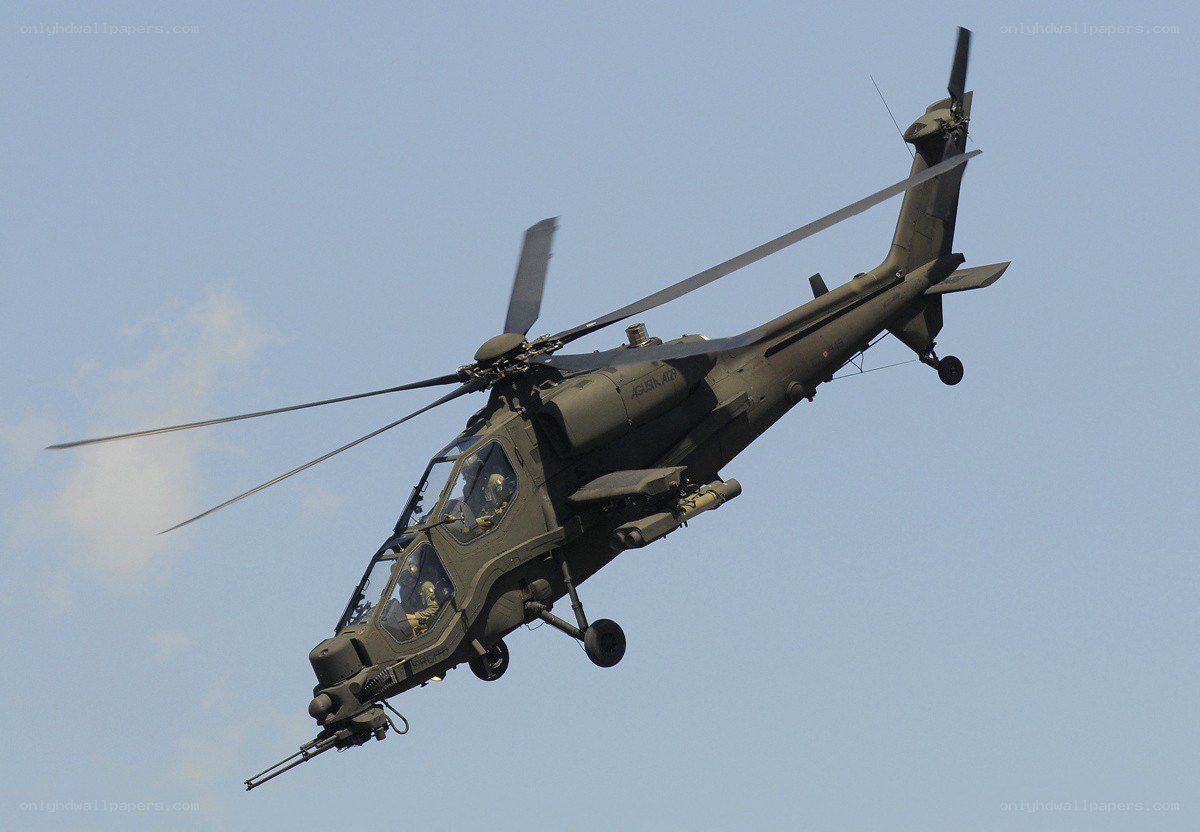 Military helicopter in flight
