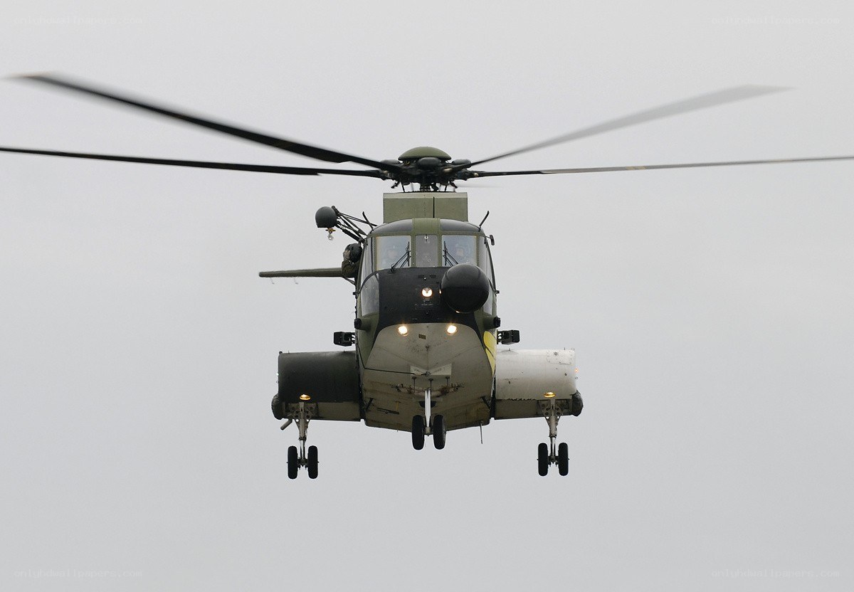 Military helicopter in flight