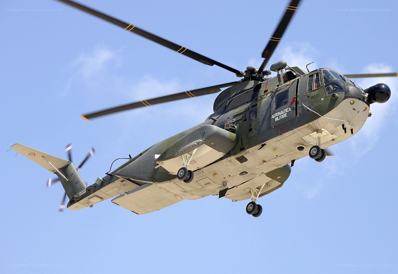Military helicopter in flight
