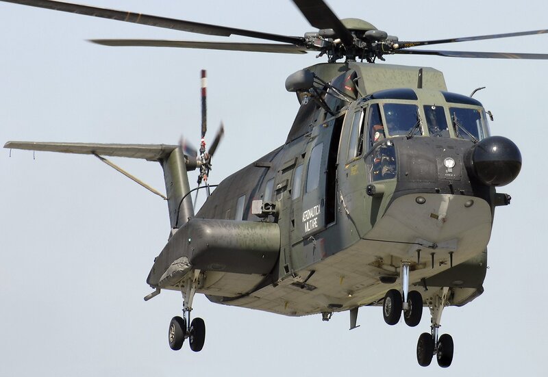 Military helicopter in flight