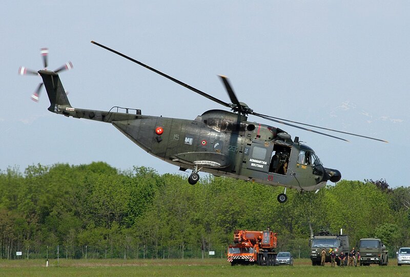 Military helicopter in flight