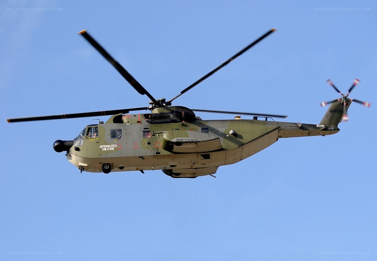 Military helicopter in flight
