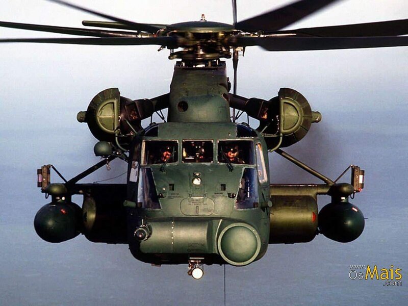 Military helicopter in flight