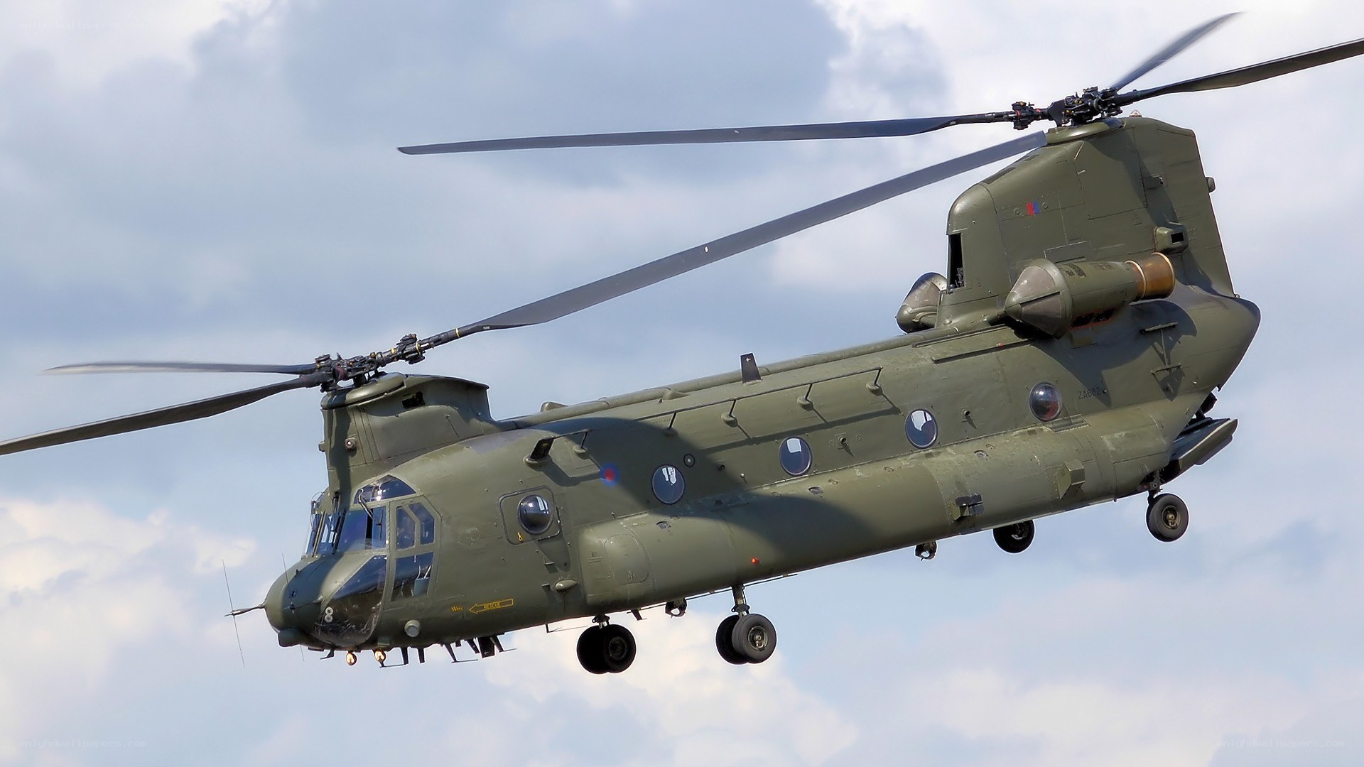 Military helicopter in flight