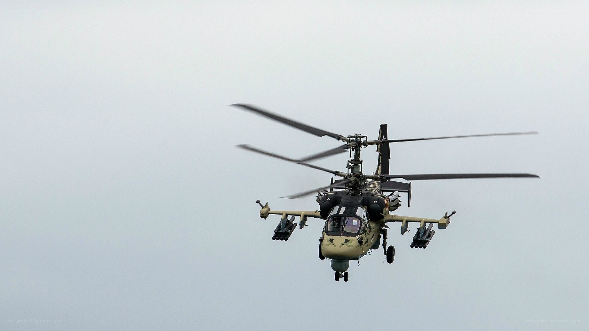 Military helicopter in flight