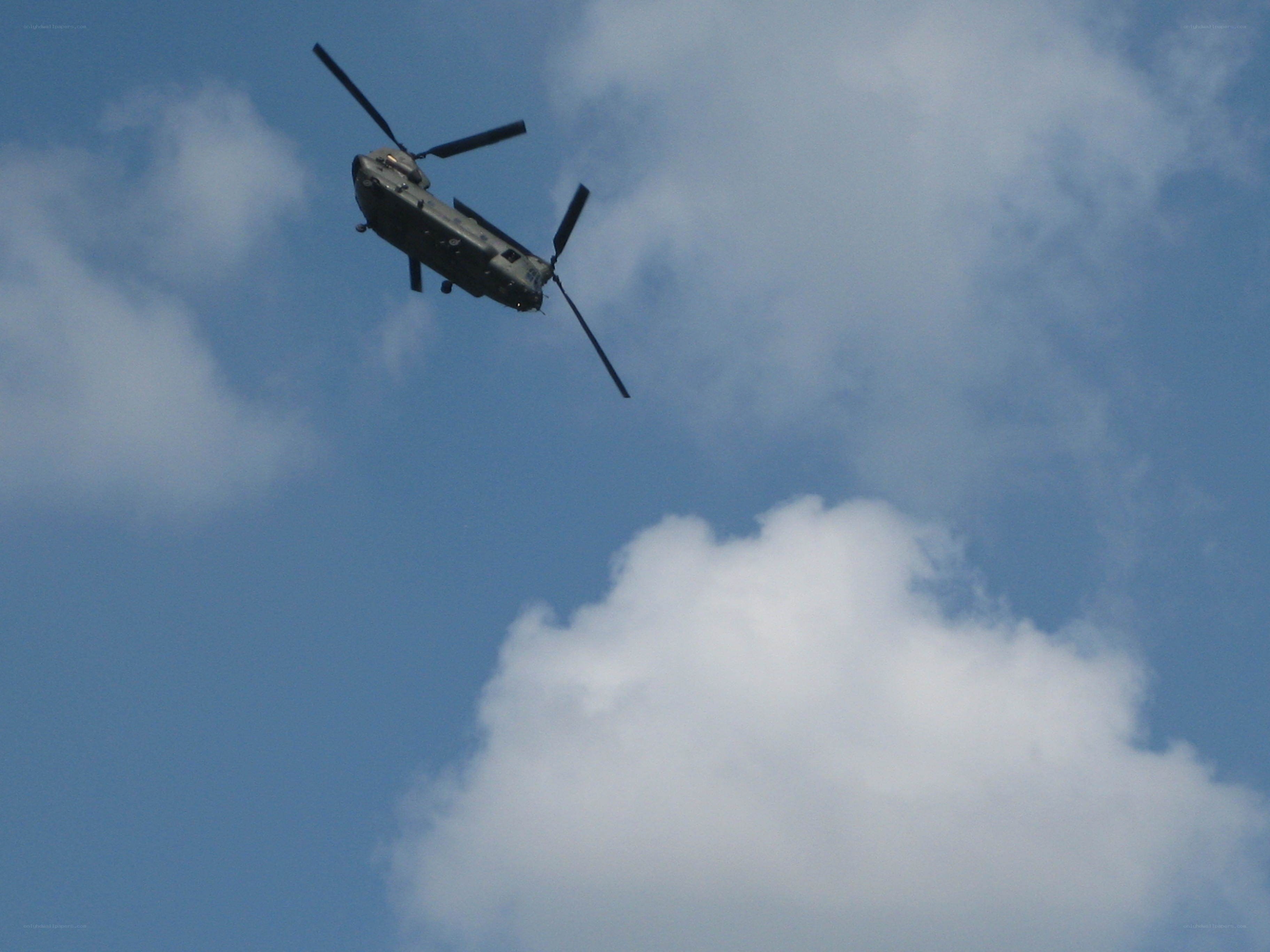 Military helicopter in flight