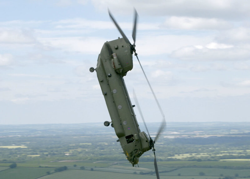 Military helicopter in flight