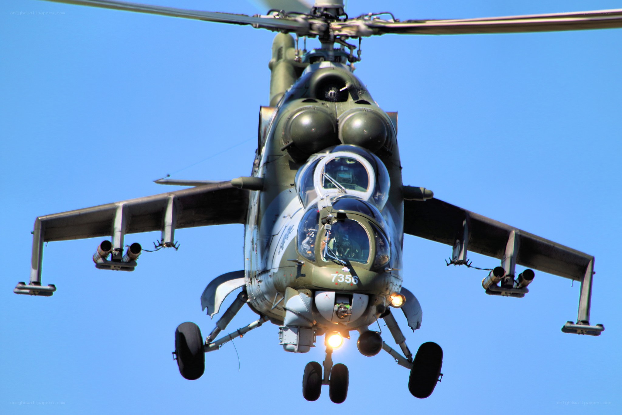 Military helicopter in flight