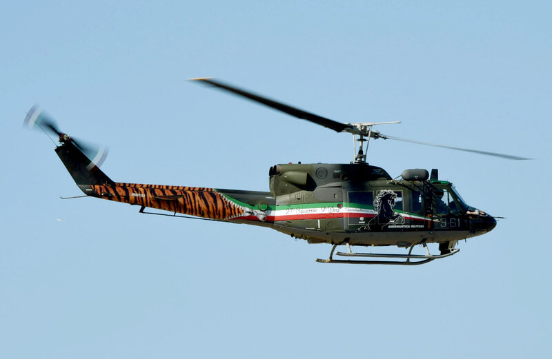 military helicopter in flight