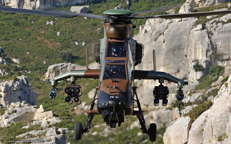 Military helicopter in flight