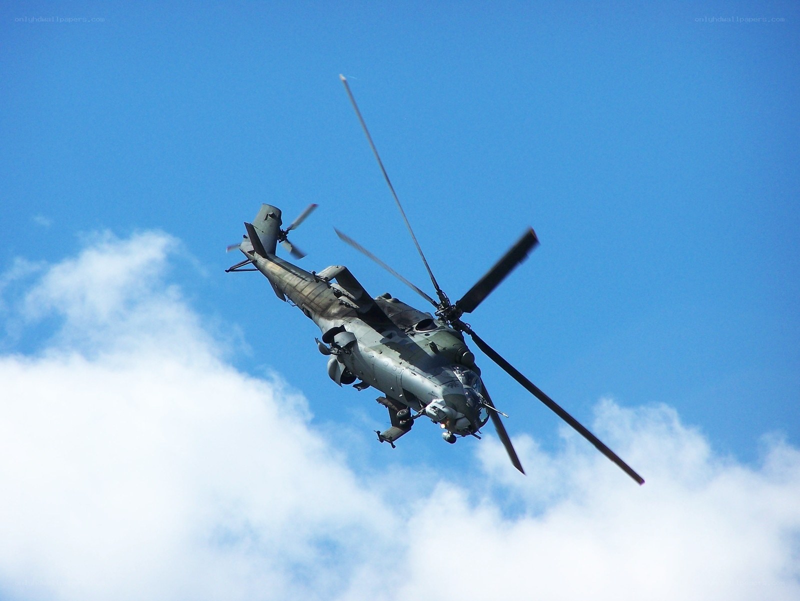 Military helicopter in flight