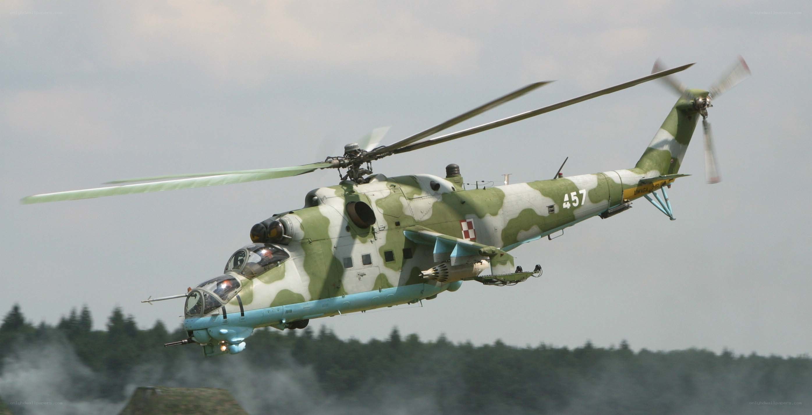 Military helicopter in flight