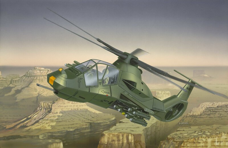 military helicopter in flight