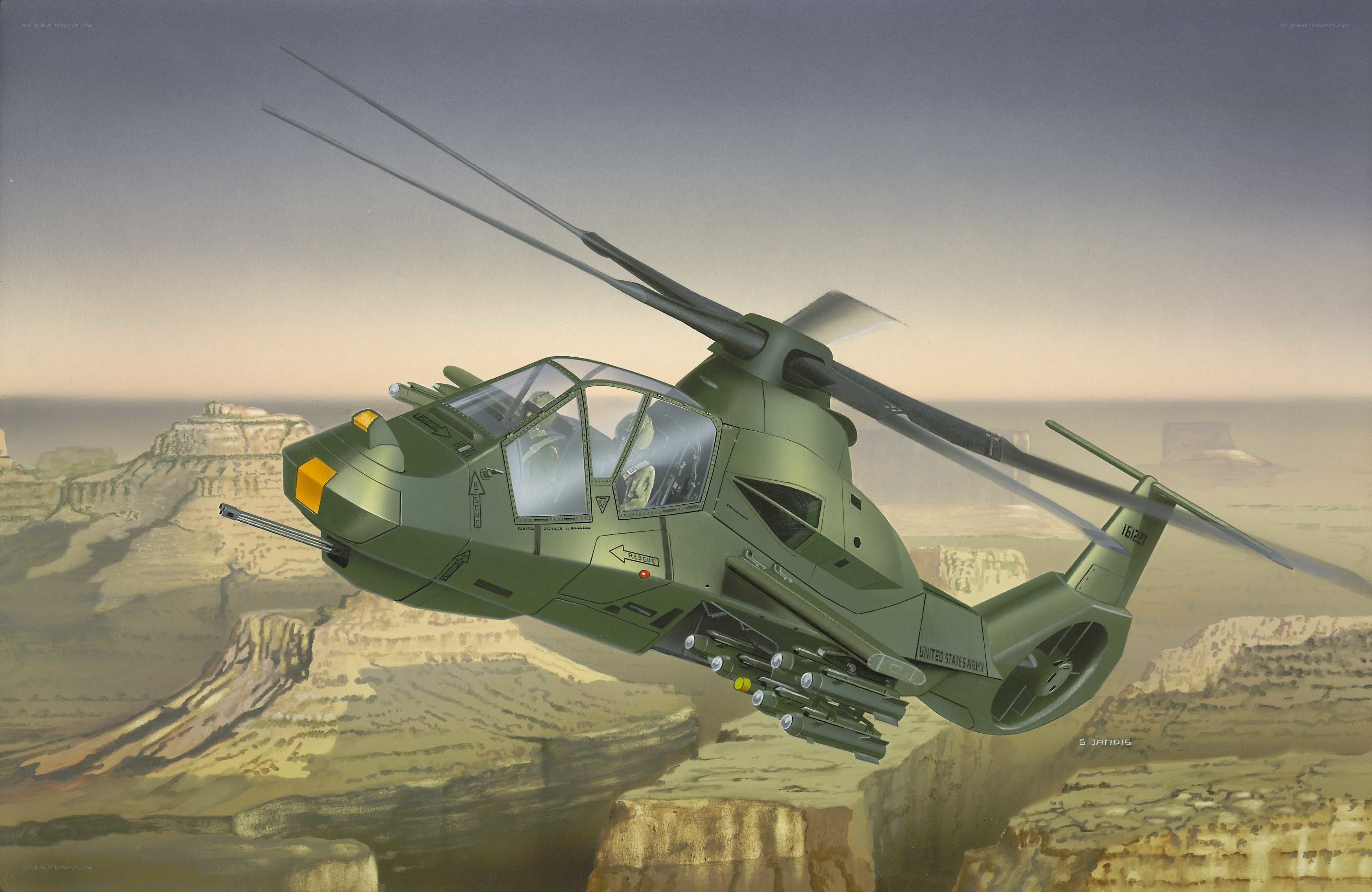 military helicopter in flight