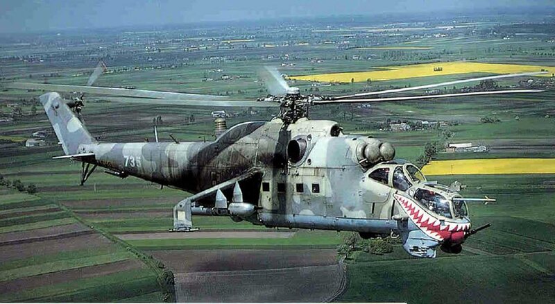 Military helicopter in flight