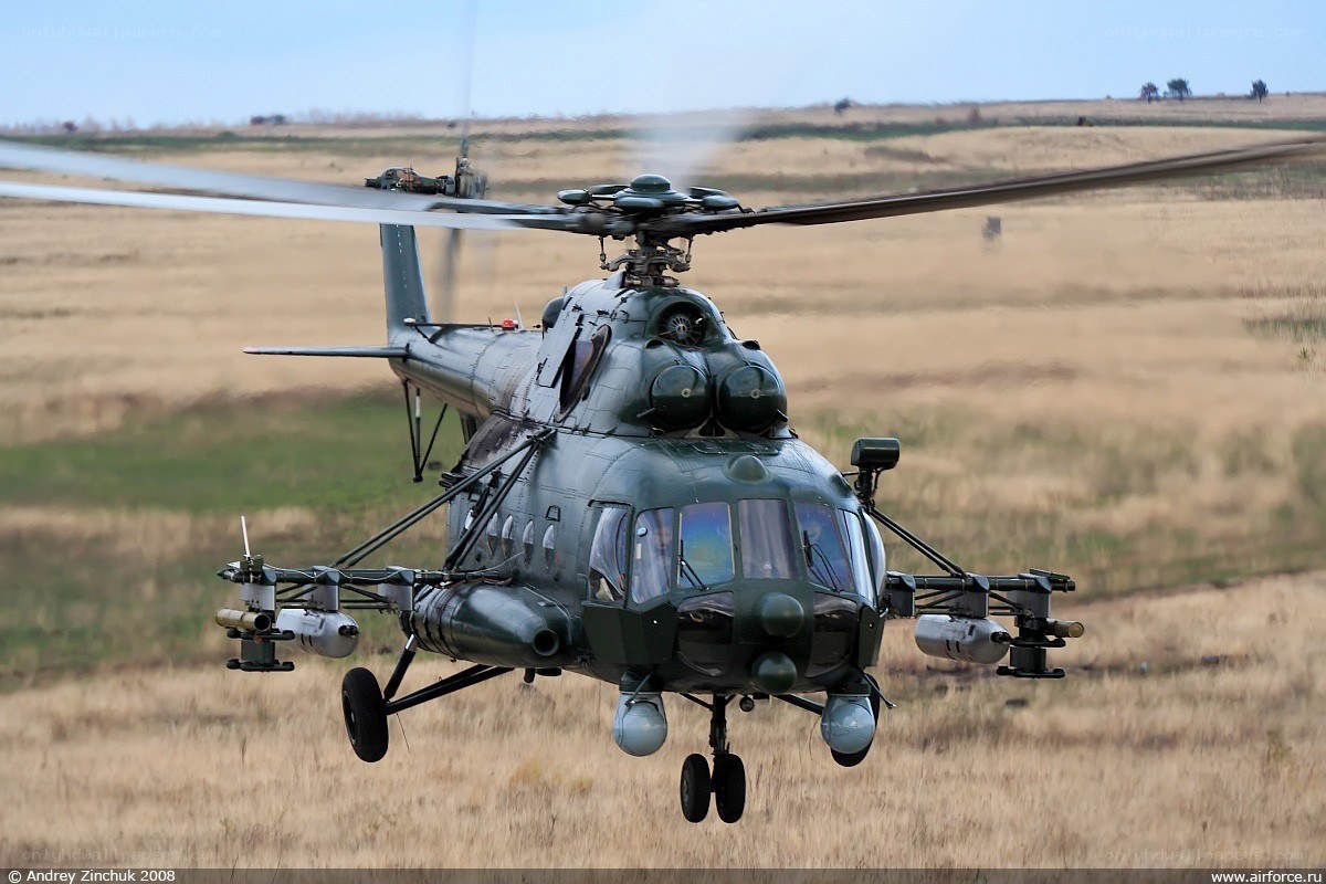 Military helicopter in flight