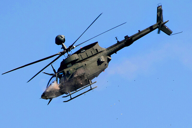 Military Helicopter in Flight — Blue, Dramatic